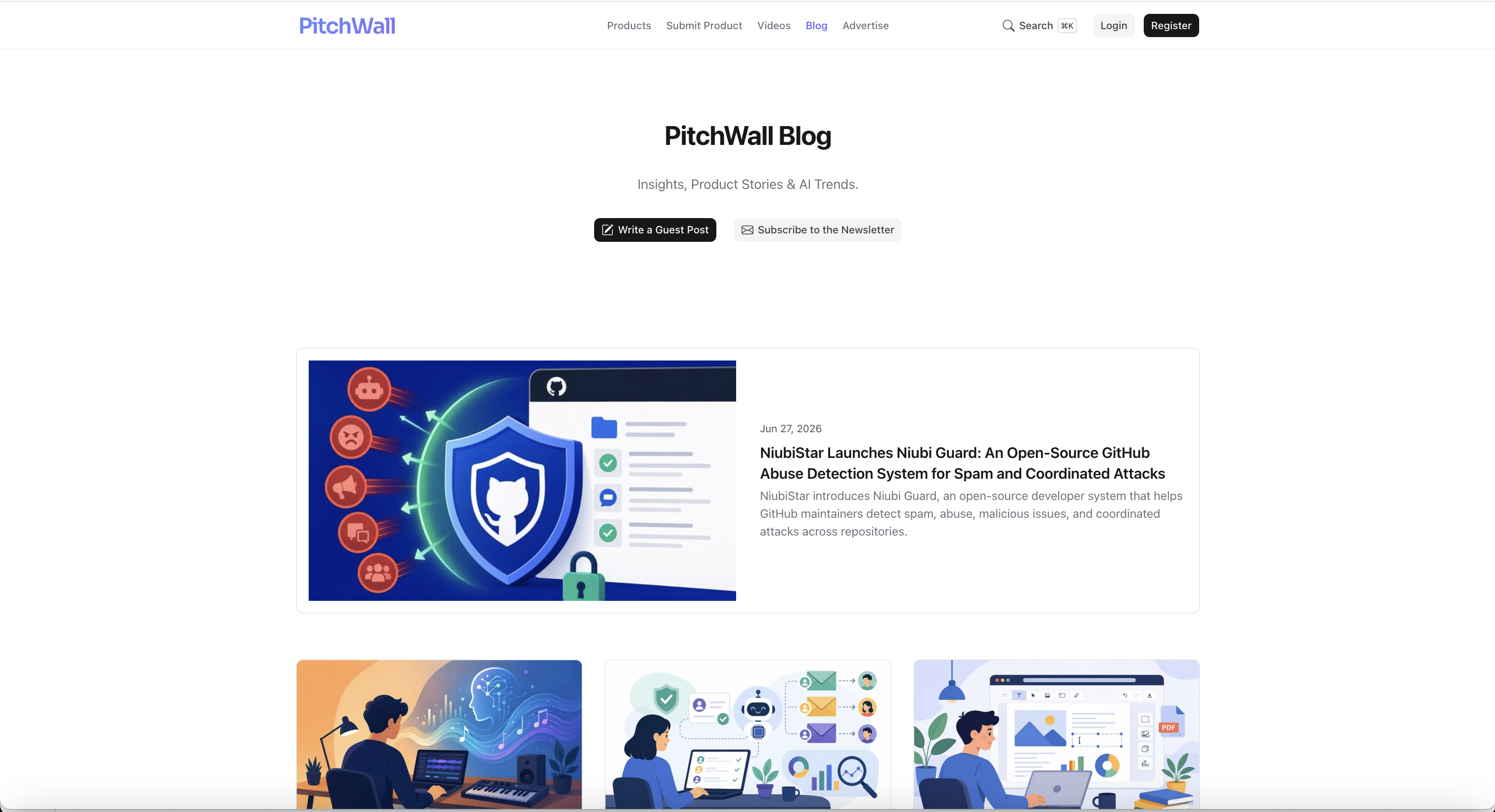 Niubi Guard on PitchWall blog page